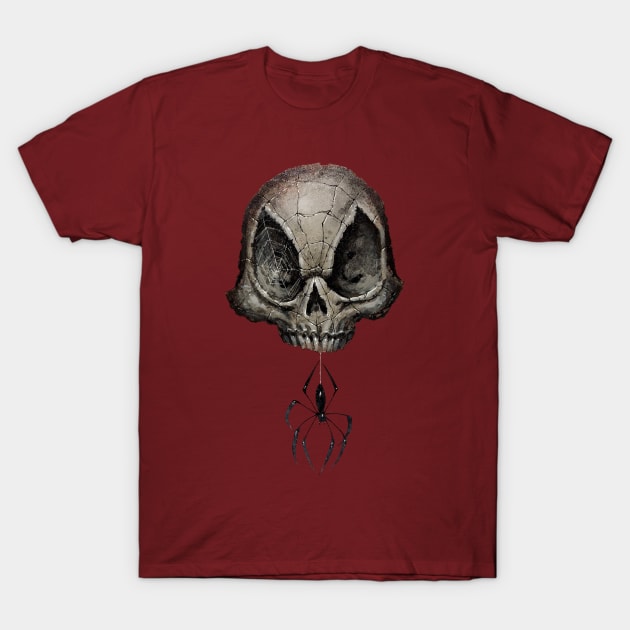 Spider on a Skull Hanging Out T-Shirt by Hutchew